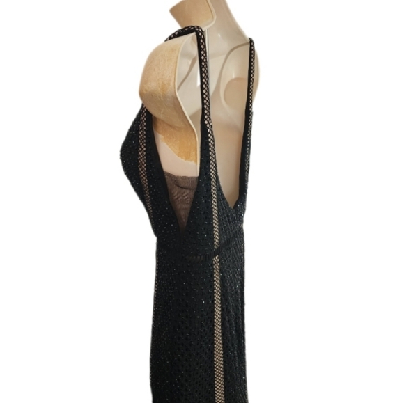 ALYCE PARIS Beaded Full Plunge Neckline Sleeveless Full Length Gown Black Size 2 - Picture 4 of 14